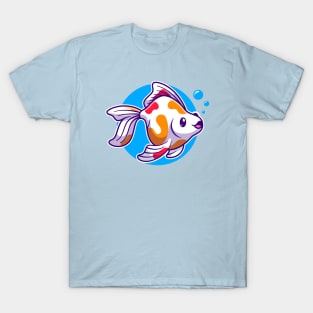 Cute Goldfish Swimming Cartoon T-Shirt